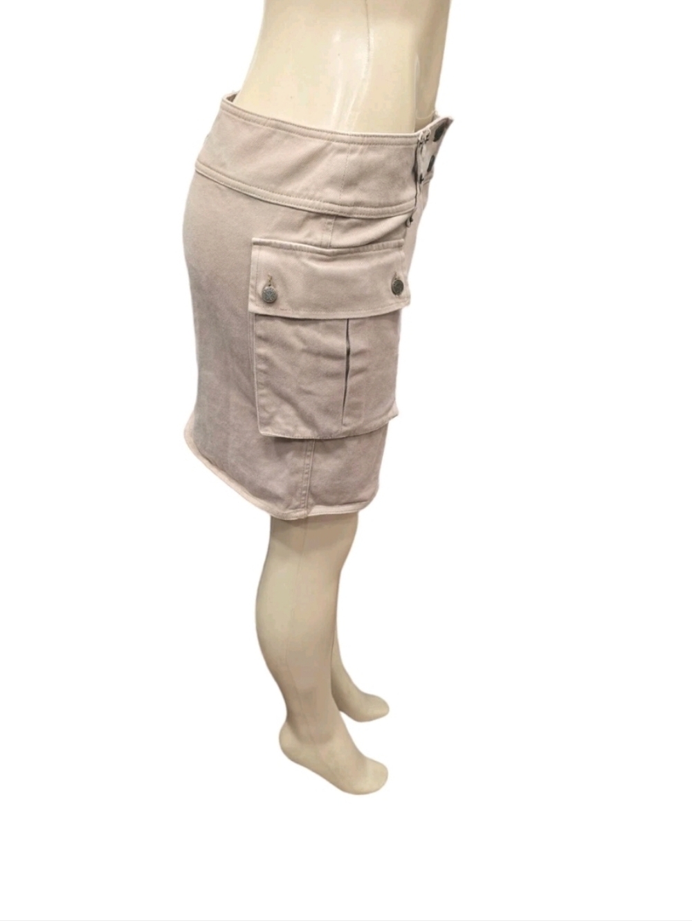 Armani Jeans Khaki Denim Mini‎ Skirt Comfort Fit Size 8 - Picture 3 of 13